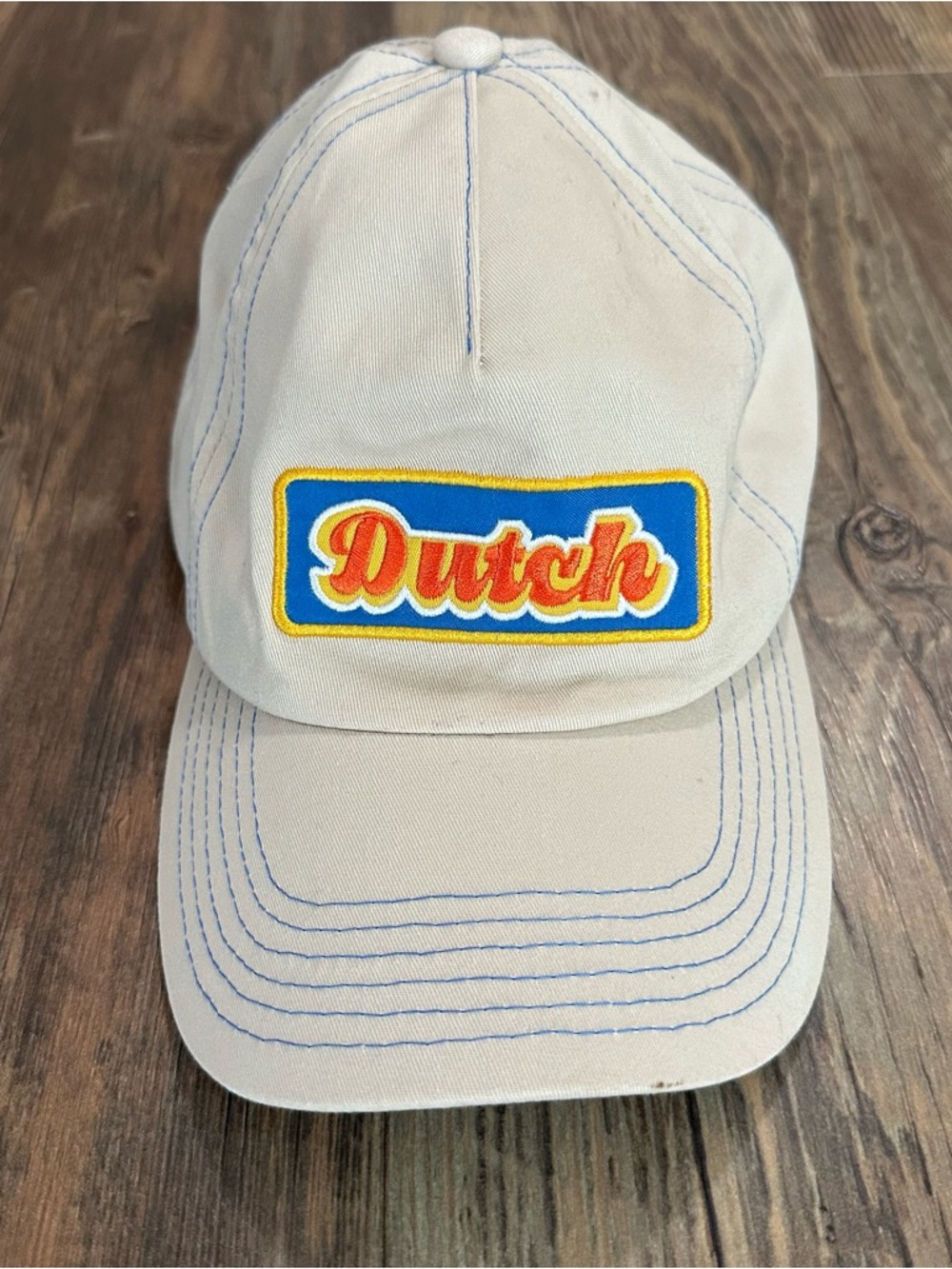 Dutch bros beige retro patch baseball hat